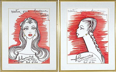 Lot 378 - Group of Alexandre de Paris Hairstyle Sketches...