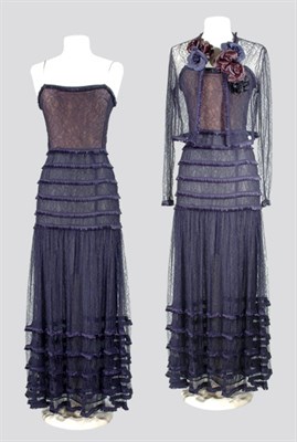 Lot 148 - Lagerfeld for Chanel Navy Chantilly Lace...