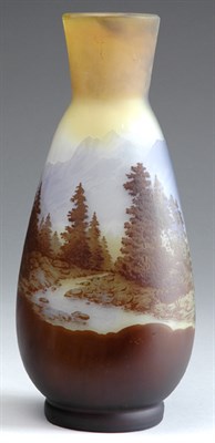 Lot 2727 - Galle Acid Etched Cameo Glass Landscape Vase...