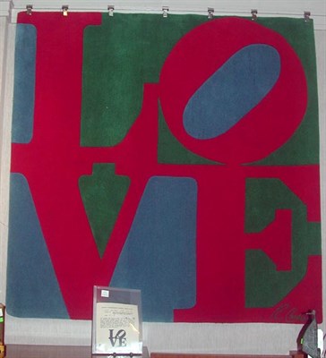 Lot 332 - Robert Indiana Love Rug Classic design in...