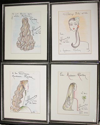 Lot 379 - Group of Alexandre de Paris Hairstyle Sketches...
