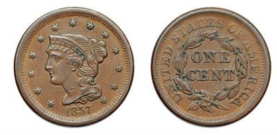 Lot 2471 - 1857, Liberty Head Cent