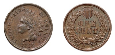 Lot 2474 - 1868, Indian Head, 1 Cent
