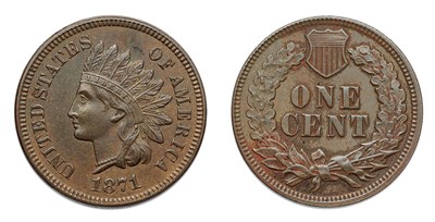 Lot 2478 - 1871, Indian Head, 1 Cent
