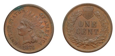 Lot 2479 - 1874, Indian Head, 1 Cent