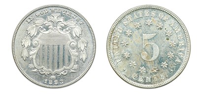Lot 2490 - 1883, Shield Nickel