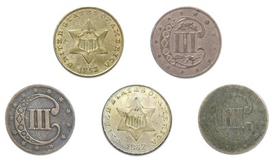 Lot 2486 - Three Cents Silver, Five Coins