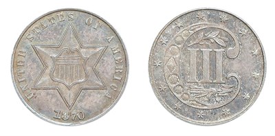 Lot 2485 - 1870, Silver Three Cents