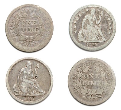 Lot 2506 - Liberty Seated Dime, Approximately Thirty-Nine Coins, 1837 to 1878
