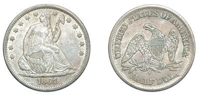Lot 2536 - 1864 S, No Motto Half Dollar