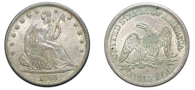 Lot 2537 - 1865 S, Liberty Seated Half Dollar, No Motto