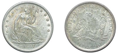Lot 2539 - 1867, Liberty Seated Half Dollar, No Motto