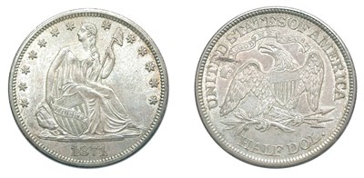 Lot 2541 - 1871 S, Liberty Seated Half Dollar, With Motto