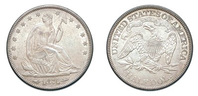 Lot 2544 - 1874, Liberty Seated Half Dollar, Arrows at Date