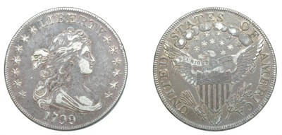 Lot 2560 - 1799, Draped Bust Dollar, Large Eagle, Thirteen Stars, Five Berries