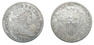 Lot 2561 - 1799, Draped Bust Dollar, Large Eagle, Thirteen Stars, Five Berries