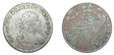 Lot 2562 - 1799, Draped Bust Dollar, Large Eagle, Thirteen Star and Five Berries