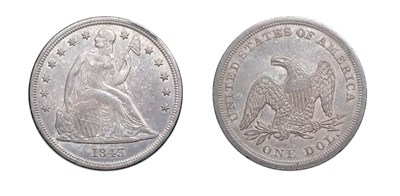 Lot 2568 - 1843, Liberty Seated Dollar, No Motto