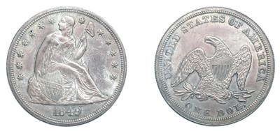 Lot 2570 - 1849, Liberty Seated Dollar,  No Motto
