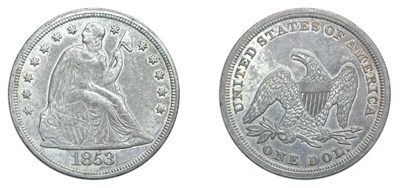 Lot 2571 - 1853, Liberty Seated Dollar, No Motto