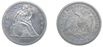 Lot 2576 - 1866, Liberty Seated Dollar, With Motto