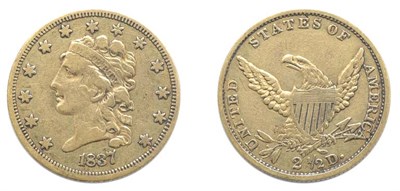 Lot 2606 - 1837, $2.50 Classic Head Gold