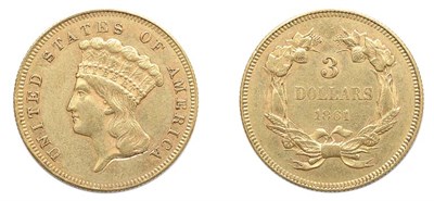 Lot 2608 - 1861, $3 Indian Gold