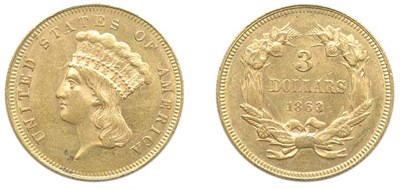 Lot 2609 - 1863, $3 Indian Gold
