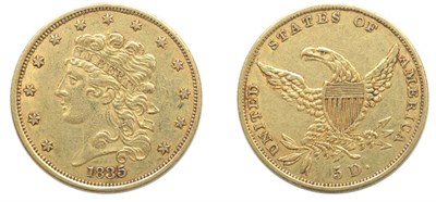 Lot 2613 - 1835, $5 Classic Head Gold