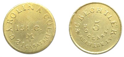 Lot 2637 - 1842 to 1850, Christopher Bechtler, $5 Carolina Gold