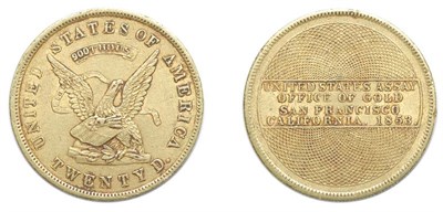 Lot 2644 - 1853, U.S. Assay Office, TWENTY D. Gold, 900 THOUS
