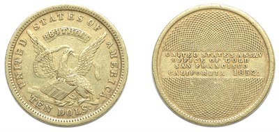 Lot 2642 - 1852, U.S. Assay Office, TEN DOLS. Gold, 884 THOUS