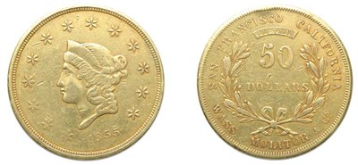 Lot 2648 - 1855, Wass, Molitor & Co., 50 DOLLARS Gold