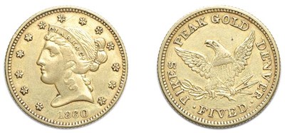 Lot 2651 - 1860, Clark, Gruber & Co., FIVE D. Gold