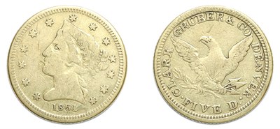 Lot 2652 - 1861, Clark, Gruber & Co., FIVE D. Gold