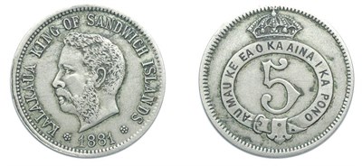 Lot 2660 - 1881, Hawaii 5-Keneta (5 Cent) Pattern