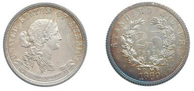 Lot 2632 - 1869, Pattern Standard Silver Quarter, Judd-727