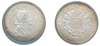 Lot 2635 - 1869, Pattern Standard Silver Half Dollar, Judd-748