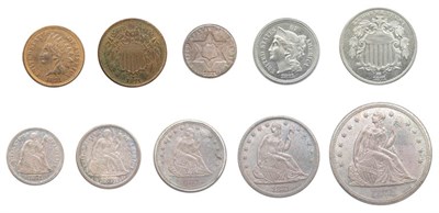 Lot 2616 - 1871, Proof Set of Ten Coins, One Cent Through Silver $1 Denominations