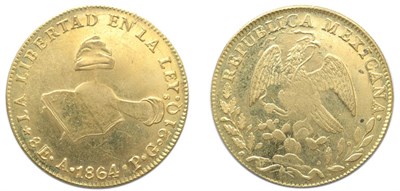 Lot 2346 - MEXICO: 1864 A-PG, 8 Escudos, FR. #65, KM. #383