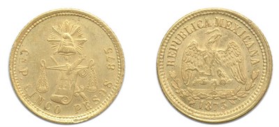 Lot 2349 - MEXICO: 1873 CN-P, 5 Pesos Gold, KM. #412.2