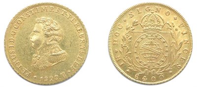 Lot 2310 - BRAZIL: 1828 R, 6,400 Reis, FR. #109, KM. #370.1