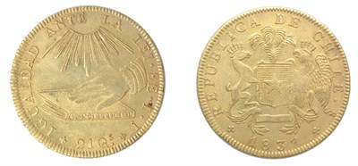 Lot 2317 - CHILE: 1837 IJ, 8 Escudos, FR. #37, KM. #93