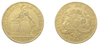 Lot 2318 - CHILE: 1843 IJ, 8 Escudos, FR. #41, KM. #104.1