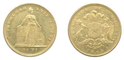 Lot 2320 - CHILE: 1865, PS, 10 Pesos, FR. #45, KM. #131