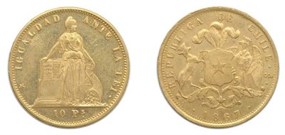 Lot 2321 - CHILE: 1867/6, 10 Pesos, FR. #45, KM. #131
