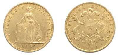 Lot 2322 - CHILE: 1867/6, 10 Pesos, FR. #45, KM. #131