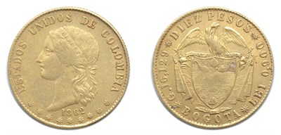 Lot 2330 - COLOMBIA: 1862, 10 Pesos, FR. #89, KM. #129.2