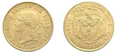 Lot 2333 - COLOMBIA: 1872, 20 Pesos, FR. #100, KM. #142.3