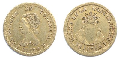 Lot 2335 - ECUADOR: 1834 GJ, 1 Escudo, FR. #2, KM. #15
